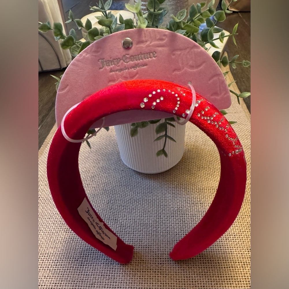 Juicy Couture Red Velvet Label and Rhinestone Headband